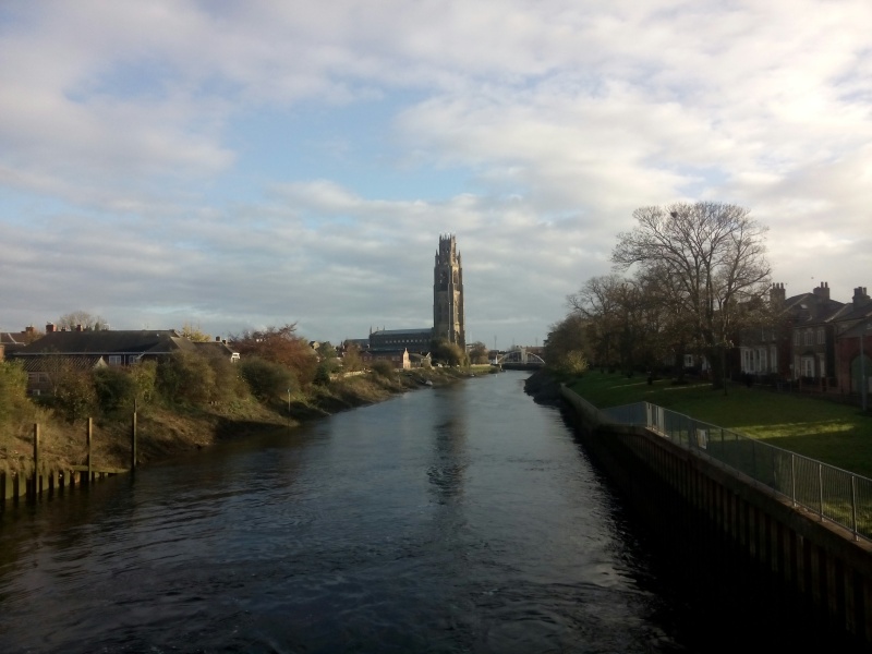 Select this image to see a larger version. The Boston Stump from the next bridge upriver